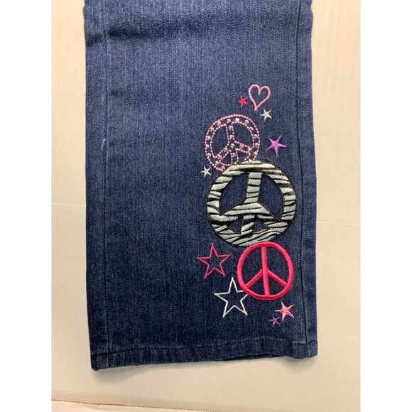 Canyon River Blues Girls 16 Dark Denim Jeans Heart Star Peace Sign embellished Z - Picture 7 of 7